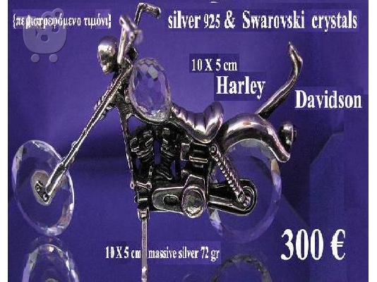 PoulaTo: Harley Davidson με 925 ασήμι & crystal Swarovski